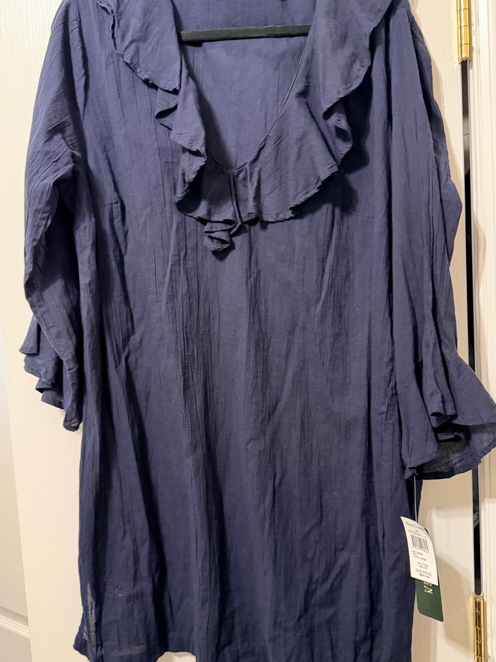 Lauren Ralph‎ Lauren Navy Ruffle V-Neck Tunic Dress or Top